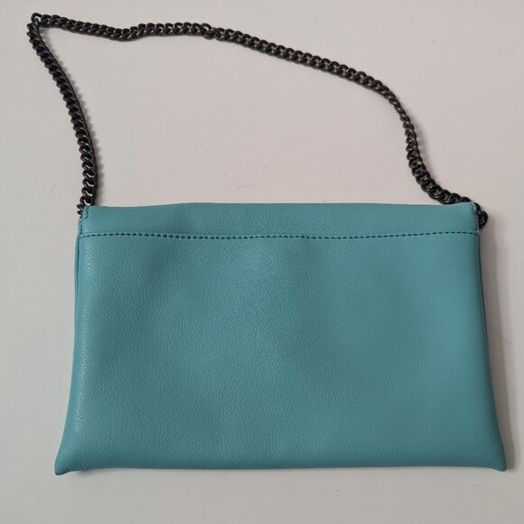 New J Crew Tiffany Blue Leather Envelope Bag with Chain - Picture 8 of 16